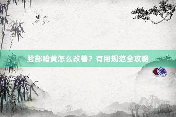 脸部暗黄怎么改善？有用规范全攻略